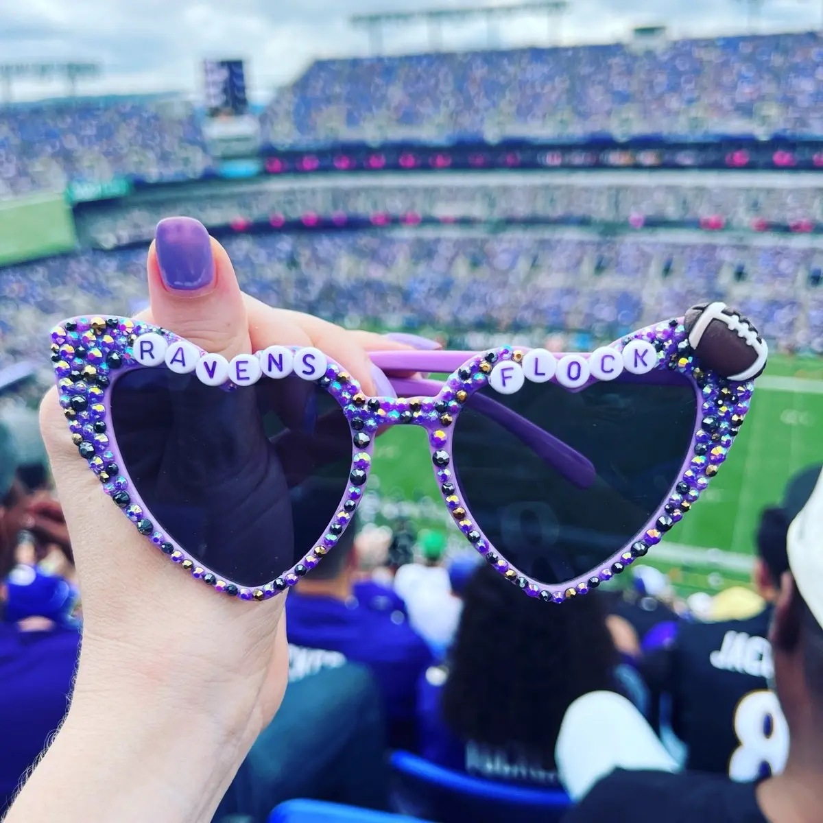 Baltimore Ravens Sunglasses, Ravensflock, Purple Friday, Bedazzled Sunglasses, Baltimore Fan Gear, Ravens Flock, Football Gift Idea