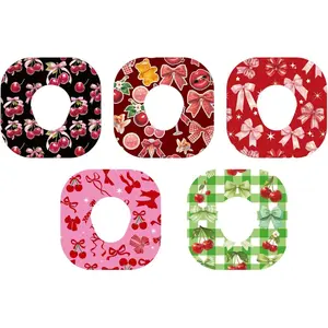 25pcs Adhesive Over Patches for Dexcom G7, 5 Styles Waterproof Sweatproof Sensor Covers, Cute Cherry Bow CGM Overpatch, Monitor Tape Sticker Compatible with Dexcom Accessories