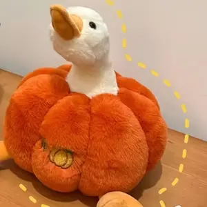 35CM Funny Lovely Plush Pumpkin Big White Duck Halloween Party Favors Cartoon Animal Dolls Soft Stuffed Toys Gifts For Children