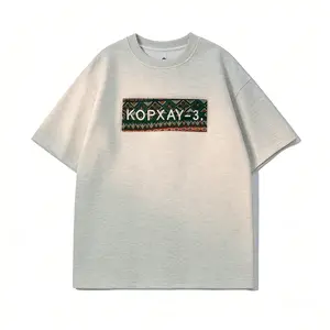 Men's Oversized Embroidered KOPXAY-3 Graphic Tee, Vintage Streetwear Cotton T-Shirt