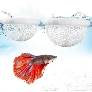 2 Sizes Floating Betta Fish  and Shrimp Cave -  Printed Aquarium Hammock, Floating Feeder Ring, and Resting Shelter for Nano Aquariums & Fish  Decorations (White)