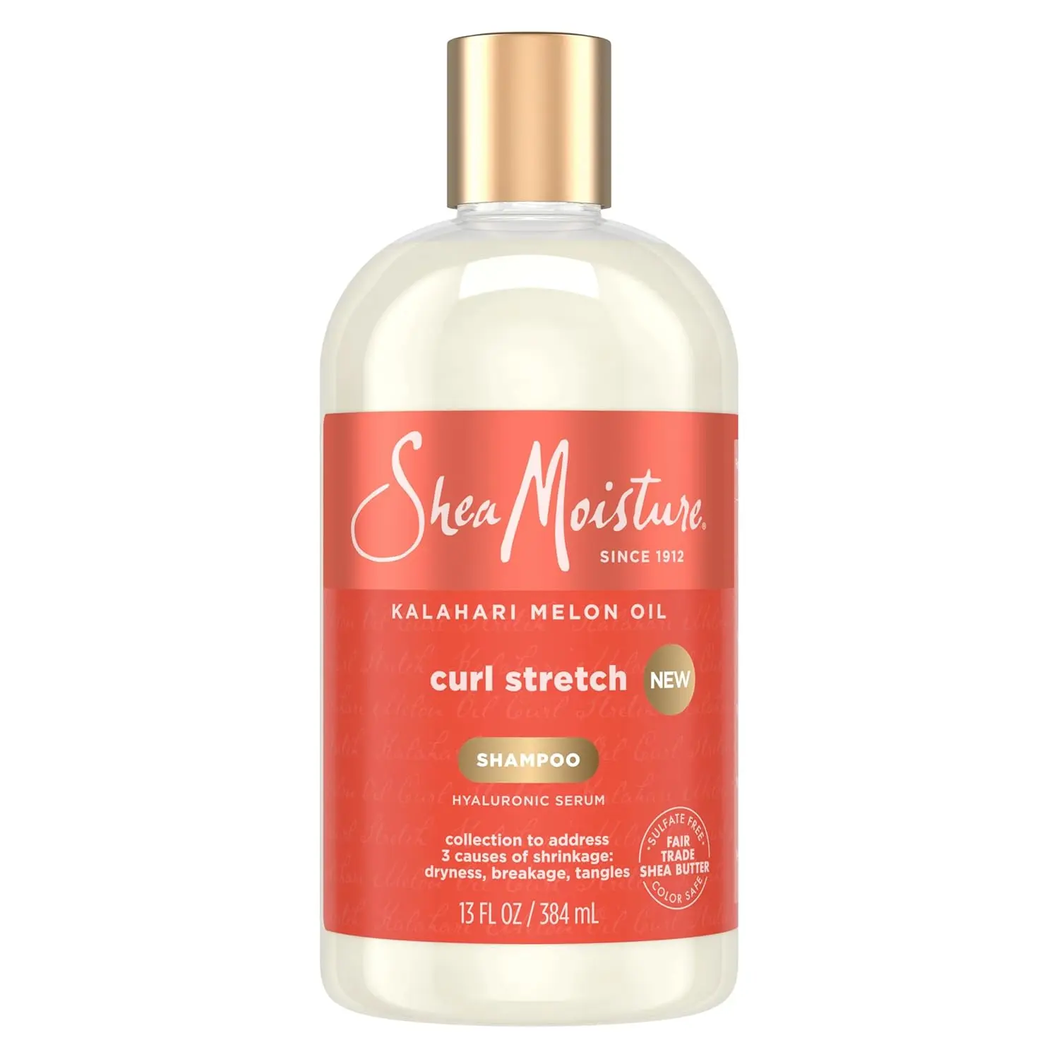 SheaMoisture Curl Stretch Shampoo, Moisturizing Cleanser for Type 4 Curly Hair with Kalahari Melon Oil & Hyaluronic Serum, Tropical Aroma, Sulfate-Free, 13 fl oz, Scented, Cleansing, Hair Wash Day, Hyaluronic Acid, Wash And Go, Voluminous Hair