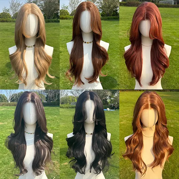 SMILCO/26Inch Luxury Blonde/Brown/Black Low Density/Pre-Cut/Pre Plucked/13*6 Lace Front Free Part Futura Layer Cutted Long Curly With Bangs/Natural Hairline/ Synthetic Lace Front Wig /SM9912