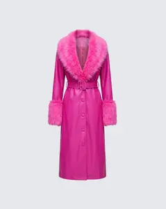 Willa Pink Vegan Fur Leather Coat
