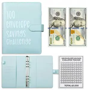 100 Envelope Savings Challenge Binder A5 Budget Book with Cash Envelopes Numbers 100 Days Easy Funny Ways to Save 5050 Dollars Pink Portable Secure Design