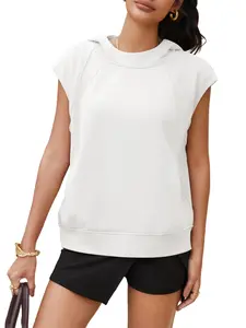 Yousify Women's Sleeveless Hoodies Sweatshirt Casual Workout Tank Tops Spring Summer Hooded Activewear Shirts with Pocket