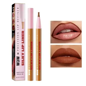 W3W Silky Lip Liner: Ultra-Precise Trout Mouth Lip Liner Pencil for 3D Lip Contouring, Long-Lasting Waterproof Smudge-Proof Matte Finish Lip Definer, Smooth Glide Professional Makeup for All Day Wear