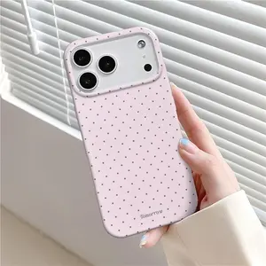 Polka Dot Slim TPU Case – Compatible with iPhone 17 Pro Max, Soft Pink Protective Back Cover