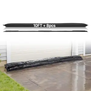 fathersdaygift VEVOR Flood Barrier, 8 Pack, 10x 0.7 ft Flood Bags Activated by Water, Reusable Water Absorbent Barrier, Sandless Sandbags Blockage, Flooding Prevention Bags for Home, Doorway, Basement, Garage
