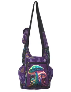 Caravan Closet Boho Mushroom Hippie Hobo Bag Long Shoulder Y2K Purse Purple