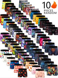 random color men's all over print boxer brief, casual comfy breathable underwear for daily wear, mens underwear for all seasons, undergarments