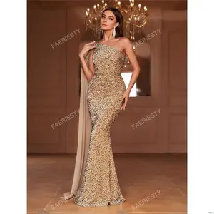 Galas Carpet Red And Events Tie Award Parties Luxury Perfect – Mermaid - One Faeriesty Elegant Shimmering Sequin Shoulder Gown For Weddings Evening Ceremonies Black