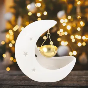 Celestial White Crescent Moon Wax Melt Warmer - Magical Glow & Mystical Scents! Fregrance Burner