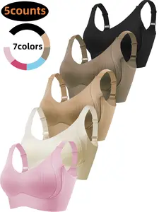 5-Pack Comfortable Seamless Bras for Women, 5 Pack Non-Wired Push-Up Bra, Daily Wear Comfort, Maximum Comfort, Ideal for Everyday Use