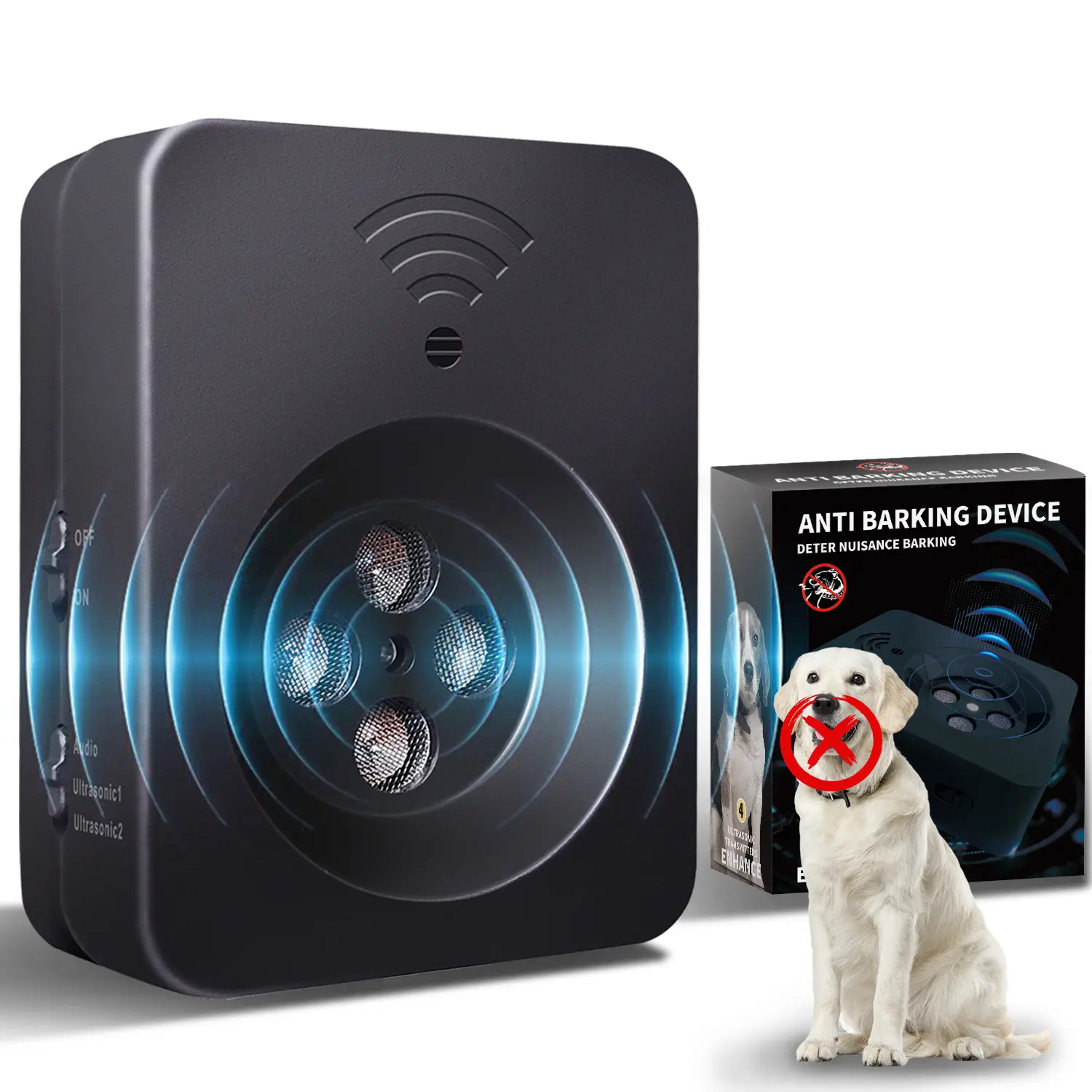 Tlettsteinkle Anti Barking Device, Ultrasonic Dog Barking Control Devices with 3 Modes, Rechargeable Ultrasonic Bark Box Dog Bark Deterrent Devices for Indoor & Outdoor