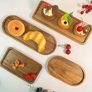 Acacia Wooden Tray, Rectangular Plate, Oval Bread Board, Tea Cup Tray, Dessert Plates
