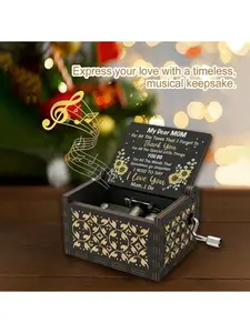 Wooden Music Box for Mom You Are My Sunshine Wood Music Box I Love You Mom Gift Hand Crank Music Box Gift For Mom Musical Box I Love Mom