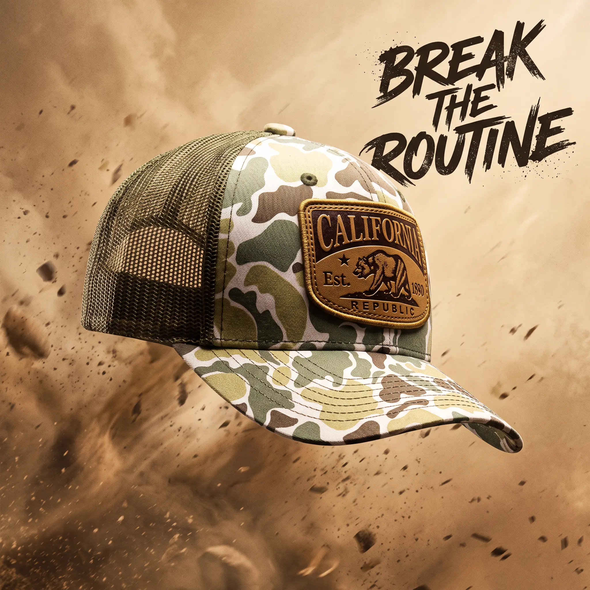 Unisex Adults' Adjustable Strap Duck Camo American Flag Trucker Hat - Curved Brim, Mesh Back, Lightweight, Breathable, Waterproof Tactical Cap for Outdoor Wear, Hunting, Daily Casual Use