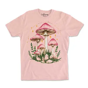 Celestial Mushroom Crewneck Tshirt, Mystical Nature Graphic Tee, Designed and Printed in the USA by Loftipop