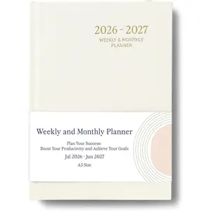 2026-2027 Planner - Weekly and Monthly Planner, July 2026 - June 2027, Linen Hardcover, 2026-2027 Calendar Planner Book with Tabs, Aesthetic,  for Office  School Supplies (Beige, A5 (Jul 2026-Jun 2027))