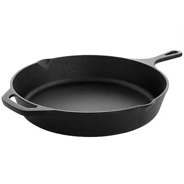 MegaChef 12" Round Pre-Seasoned Cast Iron Frying Pan - Black