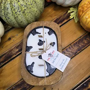 Cow Print Dough Bowl Candle