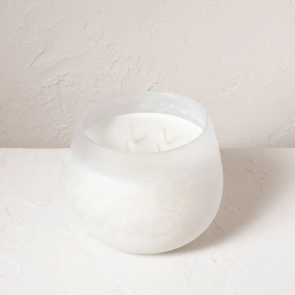 4-Wick Clarity Fashion Salted Glass Wellness Jar Candle White 30oz - Casaluna: Coconut & Soy Wax Ginger-Bergamot Scent
