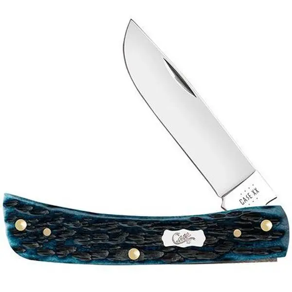 Case 51854 Pocket Worn Mediterranean Blue Bone Peach Seed Jig Sod Buster Jr., One Blade, 3.63 Inches Closed