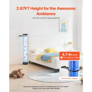 VEVOR Sensory Bubble Tube Lamp, 2.67 ft Bubble Fish Tube, Sensory Aquarium Lamp with 6 Floating Fish 16 Color Effects, Remote Control, Stress Relief Calming Light for Bedroom Living Room Home Decor