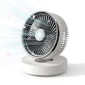 Portable Desktop Foldable Circulating Fan, 4000mah Battery, 90° Automatic Oscillation, Dual Use Hanging and Tabletop, Aromatherapy Box Included