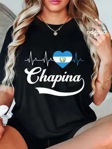 100% Cotton Unisex Guatemalan Flag Girl Women Guatemala Chapina Camiseta Slang T-Shirt