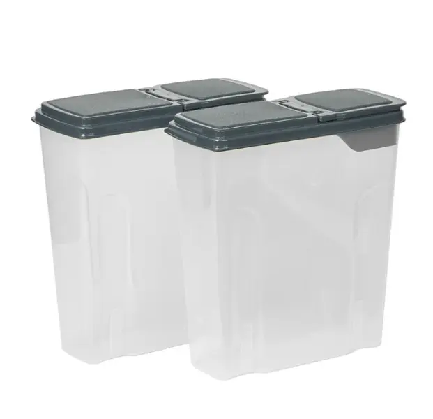 2-Pack Cereal Keeper with 24 Cup Plastic Container and Dark Gray Lid - Home Organizer - Organiser, Boxes Kitchen Set
