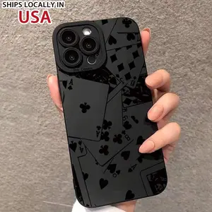 Summer Poker Pattern Phone Case Shockproof Anti Drop with Camera Lens Protector Compatible iPhone 7 8 X 11 12 13 14 15 Plus Pro Max Fall Gift
