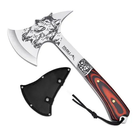 TIVOLI 13" Outdoor Multi-Tool Garden Hatchet - Wolf-Design, Compact, Nature-Focused, High-Performance, with Nylon Sheath for Storage, Camping, Trimming, Leisure Use, Ideal for Gifting