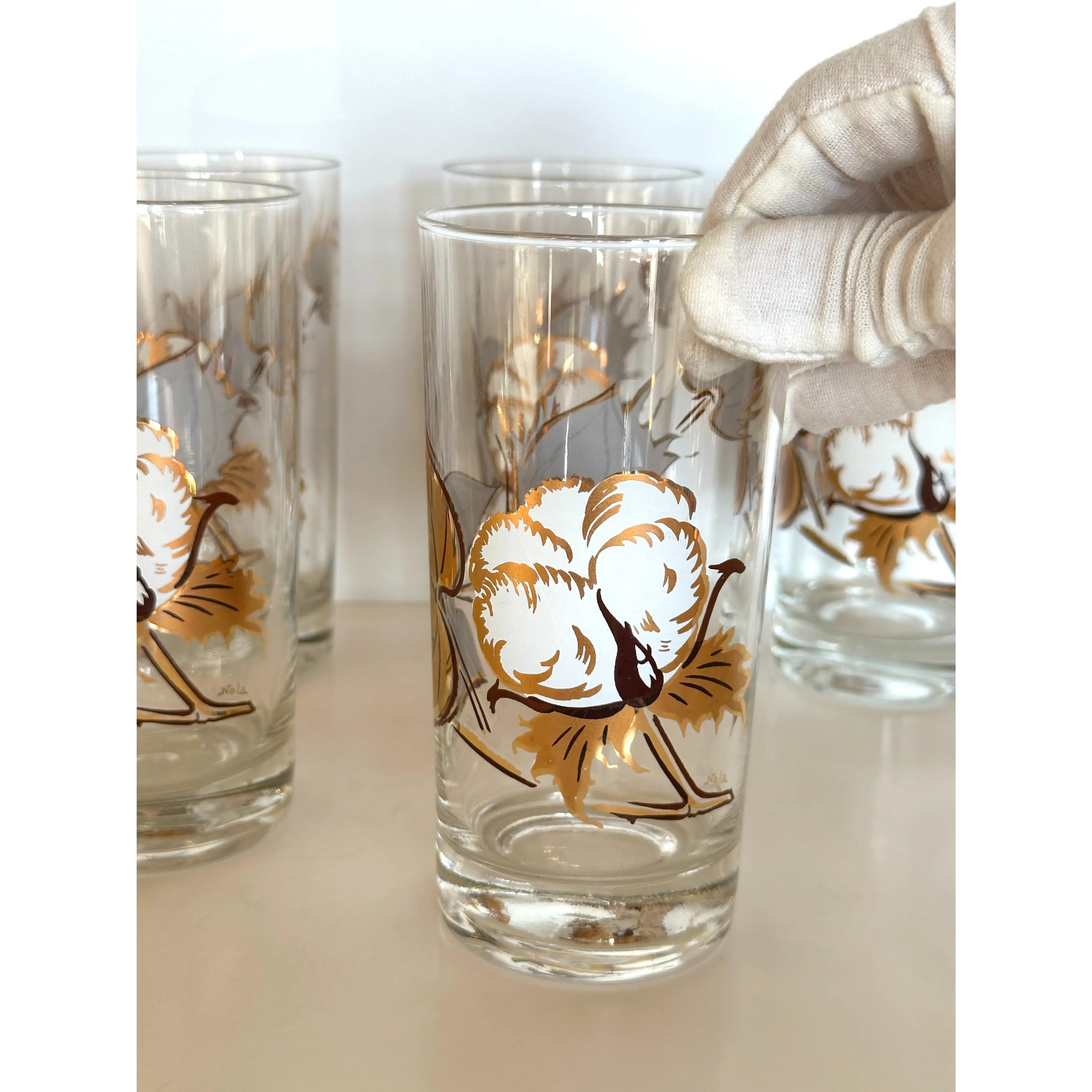 Cotton Boll Glasses by Culver 1980s