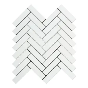 Thassos White Herringbone 1X4 Polished/Honed Marble Mosaic Tile