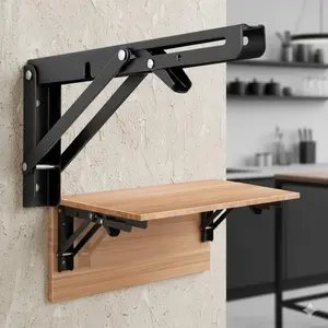 Adjustable Wall Mount Shelf Bracket Set - Heavy Duty Rustproof Folding Brackets for 8-20 Inch, Industrial Grade Reinforced Board Support, Space-Saving Storage Rack for Indoor Outdoor Kitchen Tools Wall Mounted Shelf