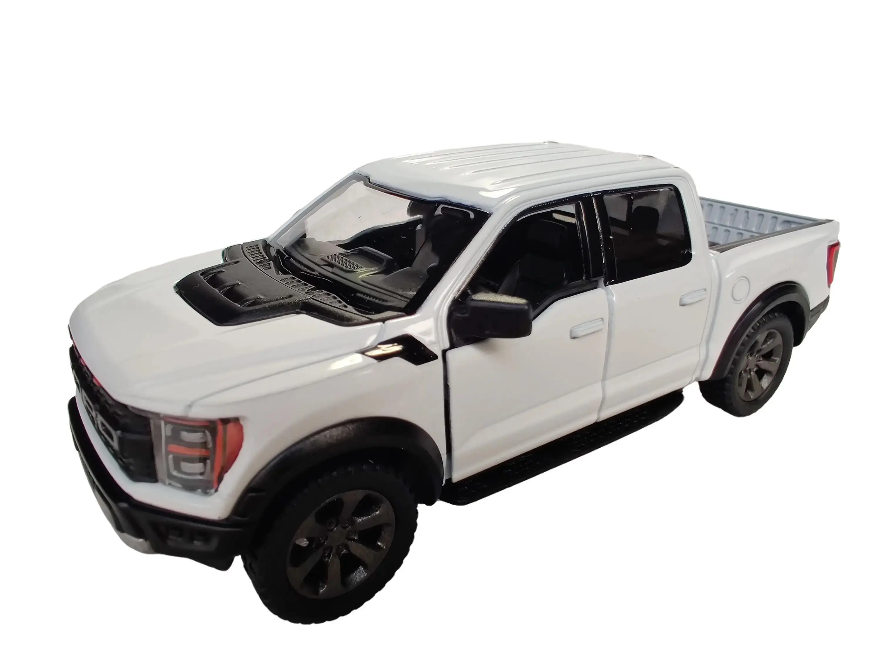 KINSMART 1:46 Scale 2022 Ford F-150 Raptor Die-Cast Metal & Plastic Model Car with Pull-Back Action & Openable Door White Collectible Toy