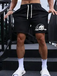 Men's Grim Reaper Skull Shorts - Hooded Skeleton Print Black Mesh Athletic Shorts, Drawstring Waist Loose Fit, Breathable Summer Streetwear for Gym