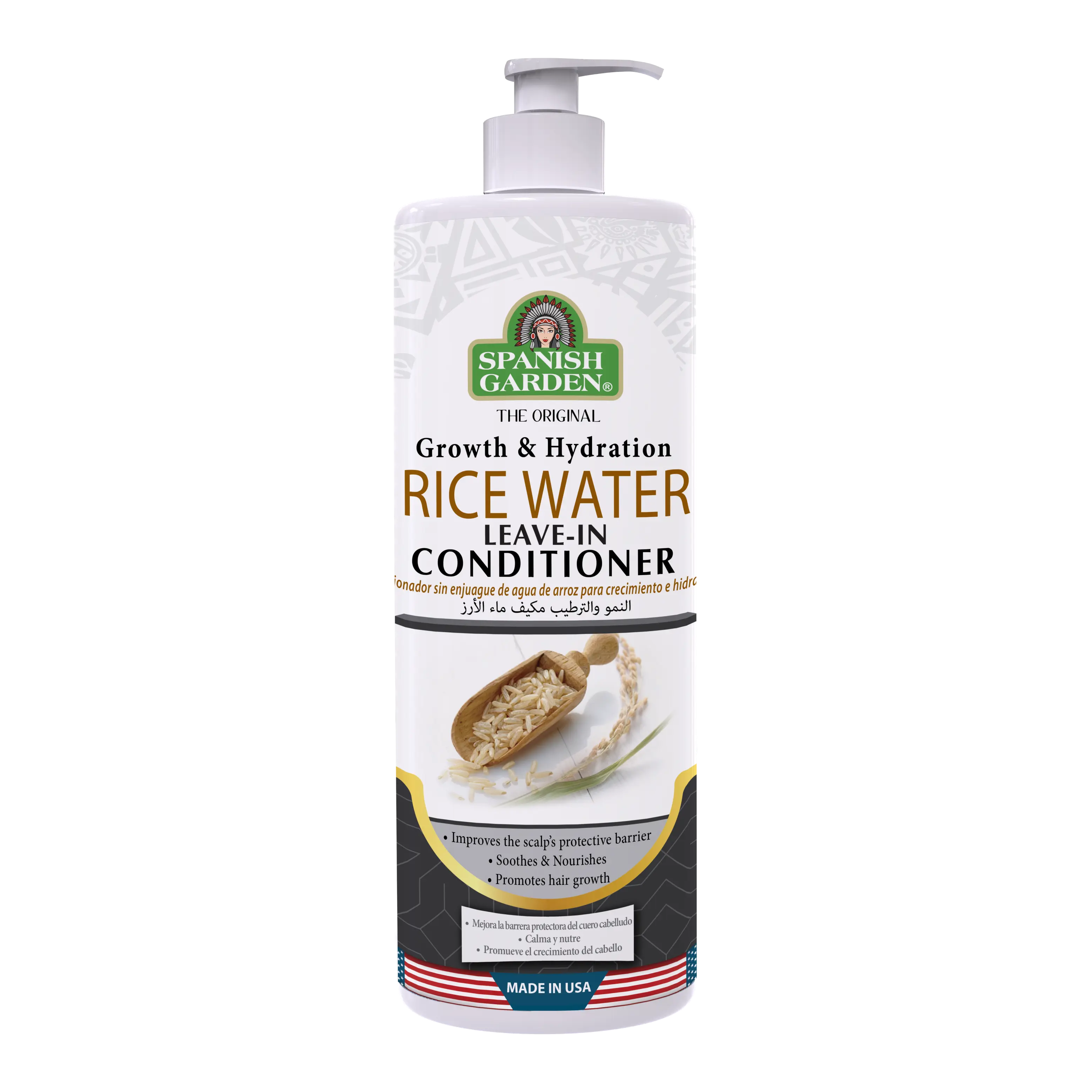 Rice Water Leave-In Conditioner Spray - Chemical-Free Amino Acids Hair Growth Product, Hydrating Haircare with Biotin, Keratin, Rosemary, Lightweight Anti-Frizz Detangler for Curly Hair, Hair Growth Products