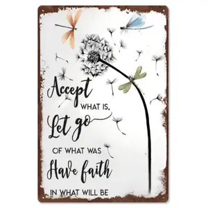 Vintage Dandelion Sign Rustic Aluminum Wall Art 8x12 Inch Inspirational Quote Nature Home Decor Uplifting Message No Electricity Needed Motivational W Decoration summerwins