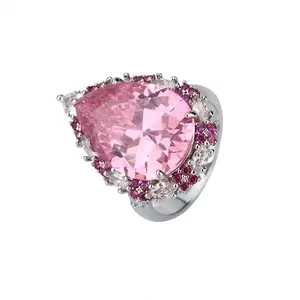 Pink Pear Halo Engagement Ring