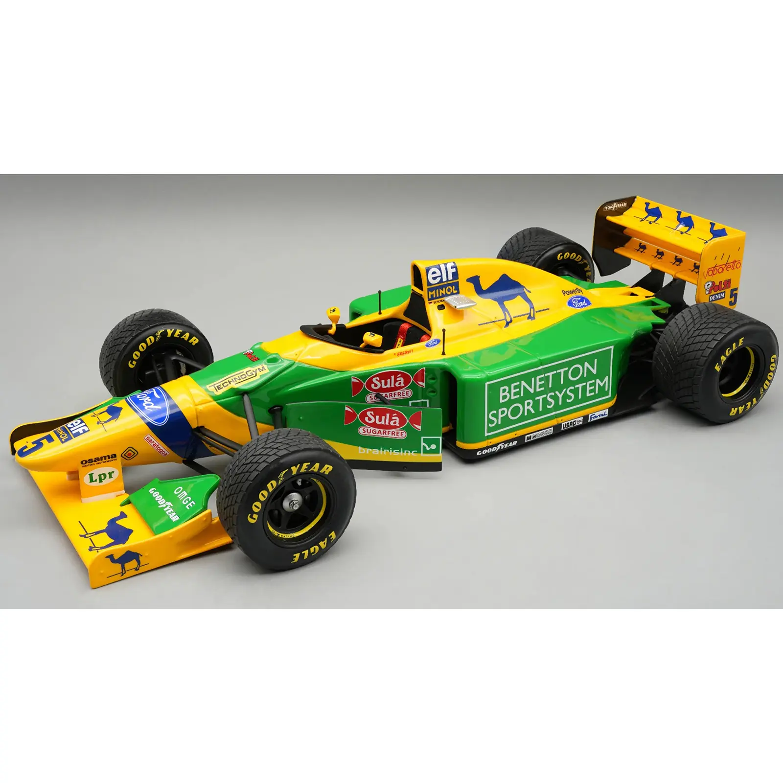 Benetton B193B #5 Michael Schumacher 2nd Place F1 "British GP" (1993) "Mythos Series" with Case 1/18 Model Car by Tecnomodel