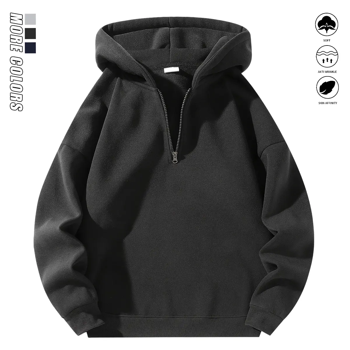 JOGWAVE Brand Clothing Men's Half-Zip Hoodie - Male Clothing, Comfortable Lining, Slight Stretch Polyester Fabric, Ideal for Autumn Outdoor Activities, Back-to-School Casual Menswear Top