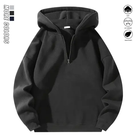 JOGWAVE Men's Quarter Zip Hoodie - Men's Hoodies with Comfortable Lining, Slight Stretch Polyester Fabric, Ideal for Autumn Outdoor Activities, Back-to-School Casual Top, Quarter Zip Men's Hoodies