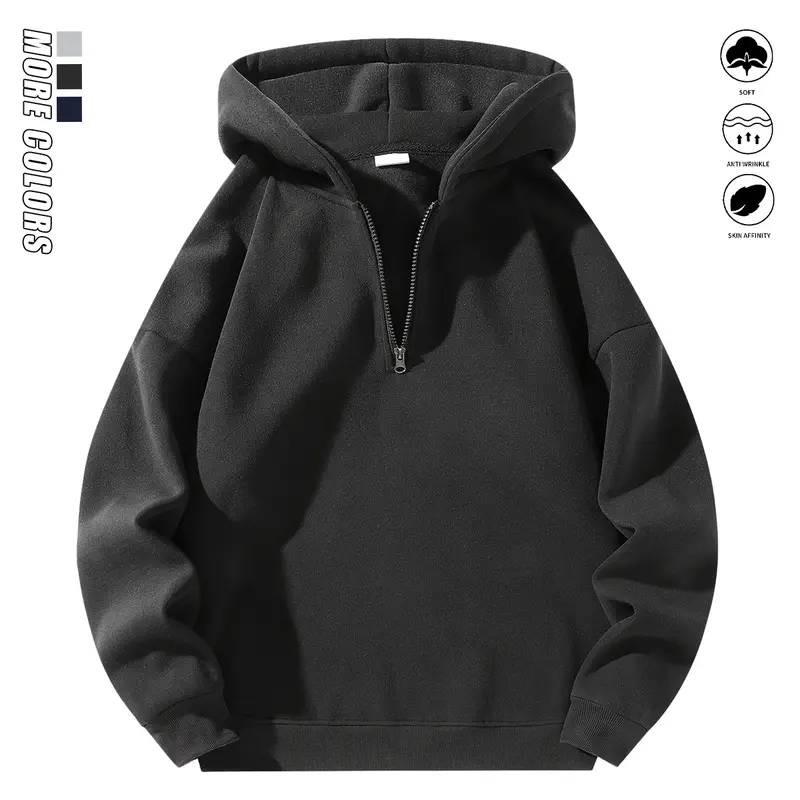 JOGWAVE Men's Quarter Zip Hoodie - Men's Hoodies with Comfortable Lining, Slight Stretch Polyester Fabric, Ideal for Autumn Outdoor Activities, Back-to-School Casual Top, Quarter Zip Men's Hoodies