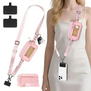 All-In-One Phone Strap Crossbody Bag, RFID Blocking ID Window Wallet, Detachable Lanyard, Ideal for Travel, Work, Daily Use