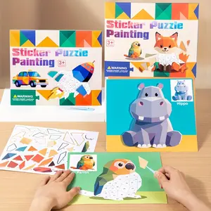 Children DIY Sticker Puzzle Drawing Book, Creative Multi-Theme 3D Stickers, Portable Quiet Busy Craft Sticker Book, Sticker Toy Gift for Kids