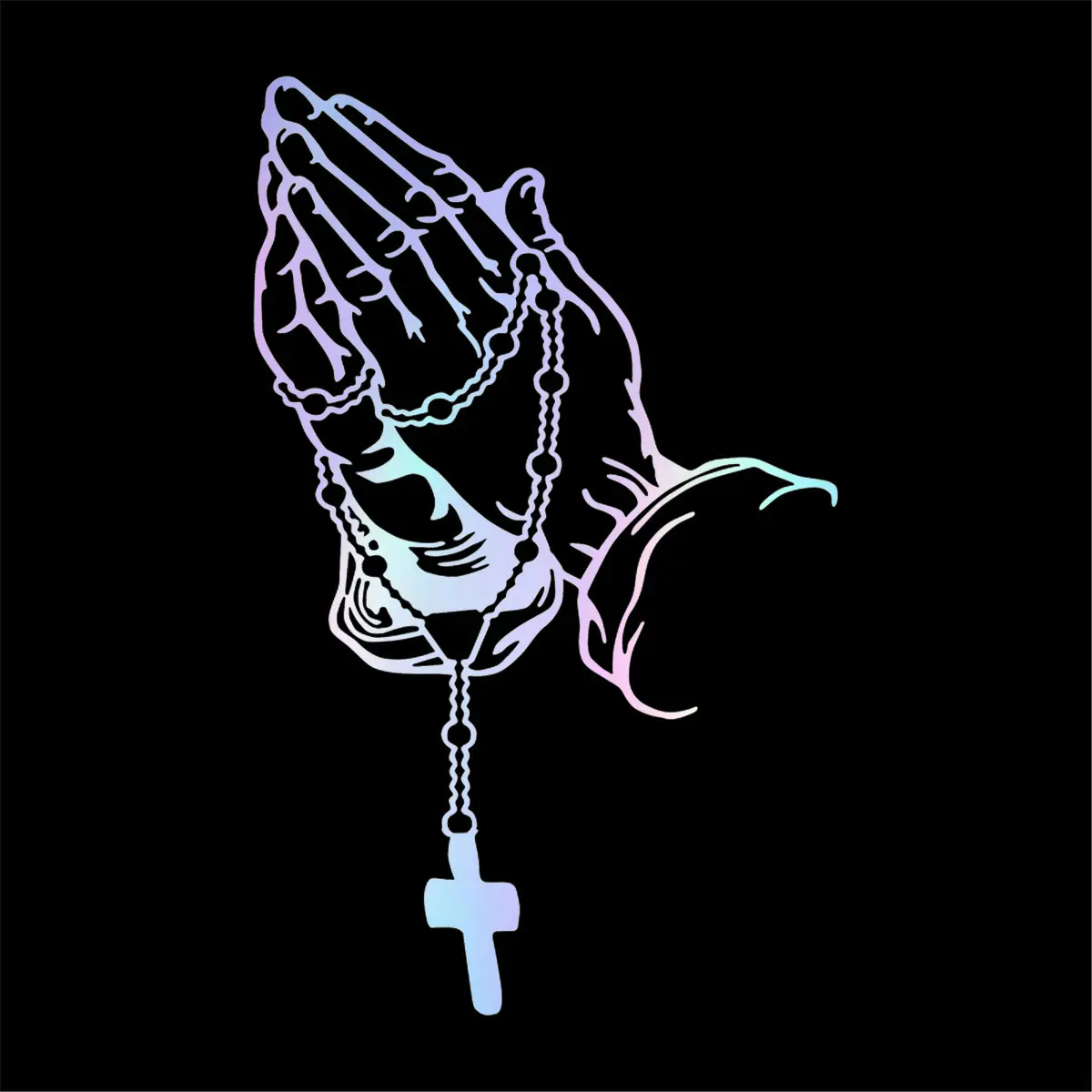 Praying Gesture Reflective Vinyl Waterproof Universal Car Sticker - 12 * 7.5Cm Side Decals, Water Resistant Exterior Accessory, Stylish Personalized Decoration for Halloween, Christmas (Fits All Smooth Surfaces)