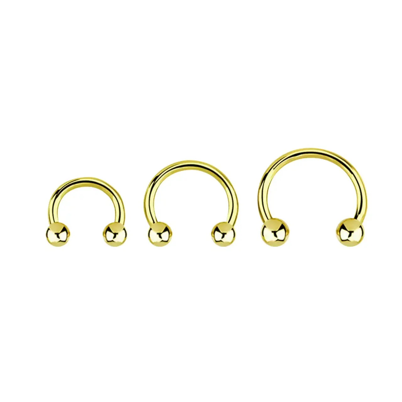 16G Circular Barbell 14K Solid Gold Horseshoe Nose Ring Hoop Earrings Septum Piercing Jewelry